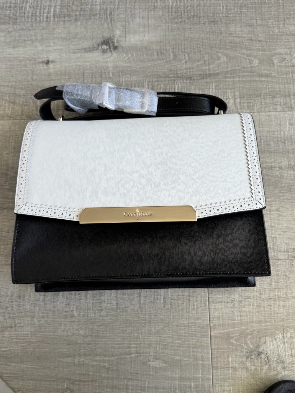 Coach Black and White Leather Constance-Style Crossbody